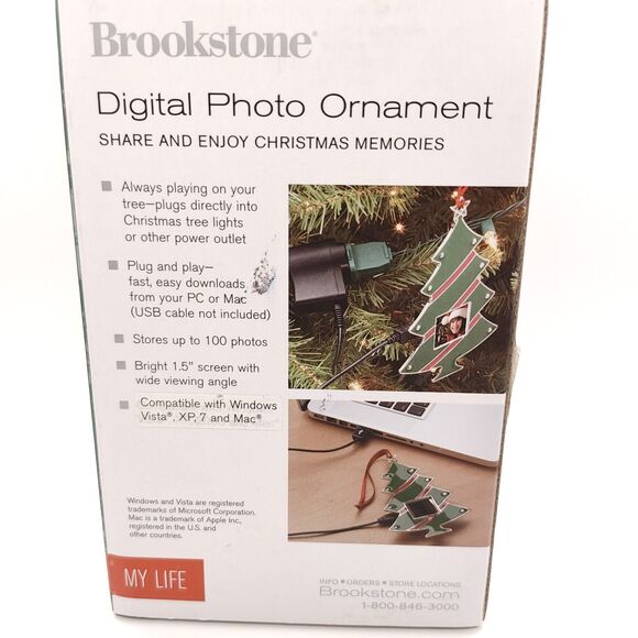2 Brookstone Digital Holiday Photo Ornament -  GREAT GIFT! - Picture 2 of 5